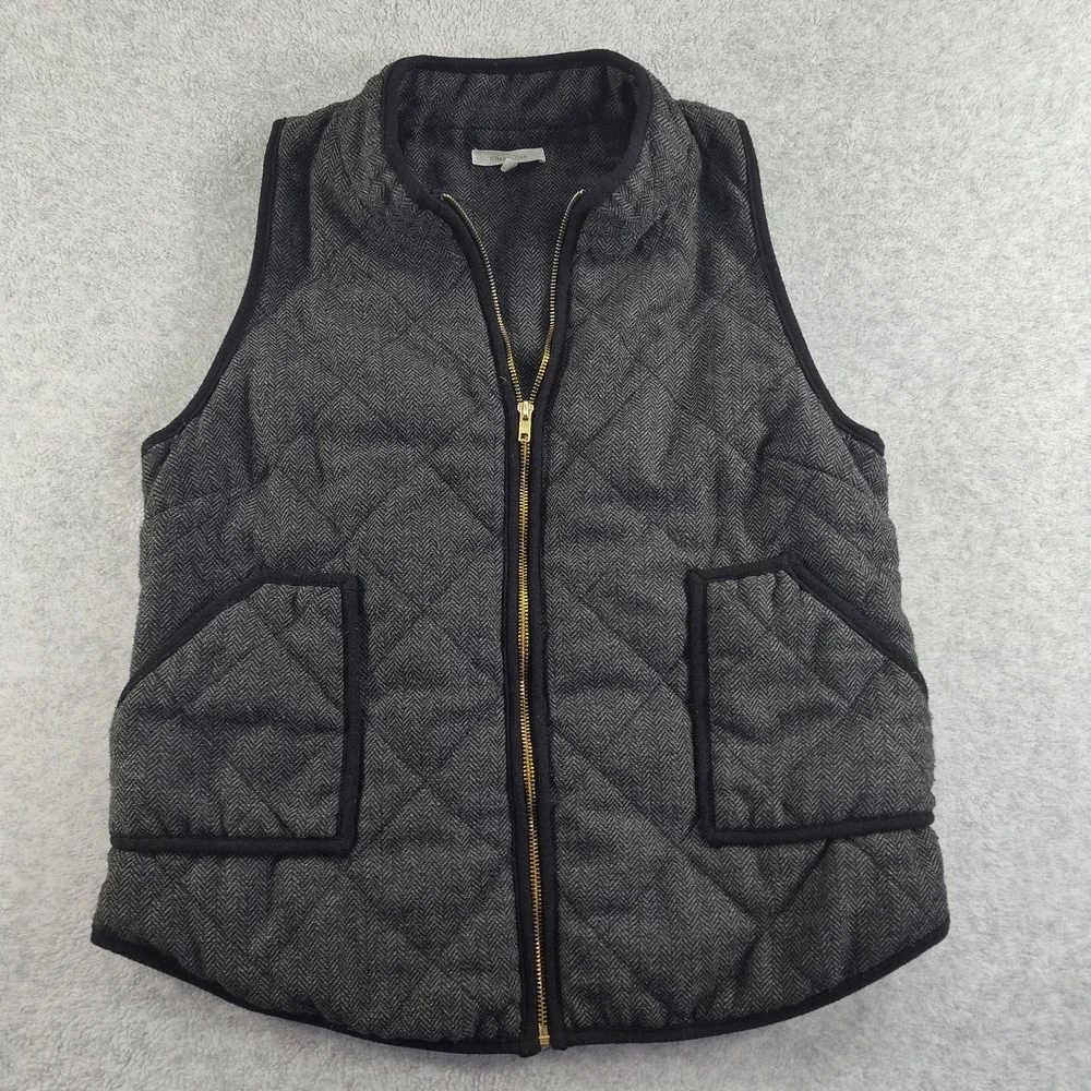 41 Hawthorn Vest Women Size L Black Quilted Herringbone Chevron Zip Front📏📸SEE
